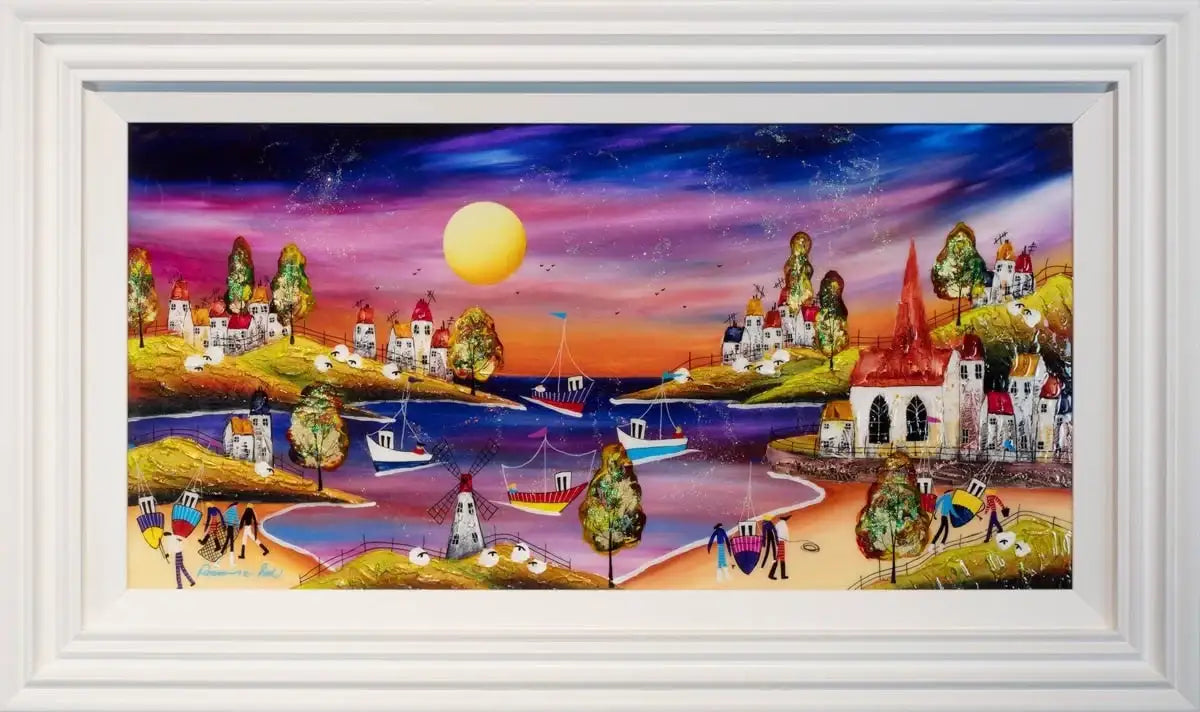 Little Fishing Village - Original - SOLD by artist Rozanne Bell - Wyecliffe Galleries