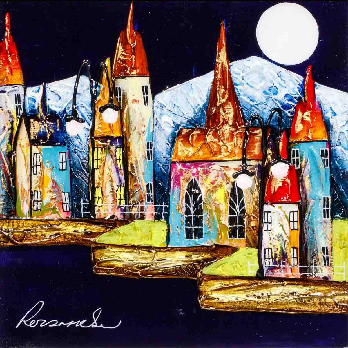 Little Mountain Town - Original - SOLD by artist Rozanne Bell - Wyecliffe Galleries