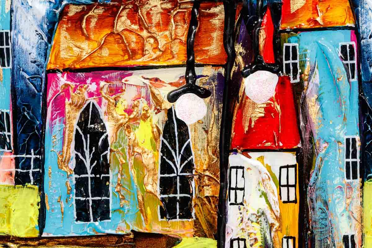 Little Mountain Town - Original - SOLD by artist Rozanne Bell - Wyecliffe Galleries