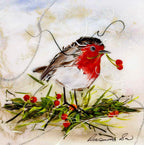 Little Robin Redbreast - Original - SOLD by artist Rozanne Bell - Wyecliffe Galleries