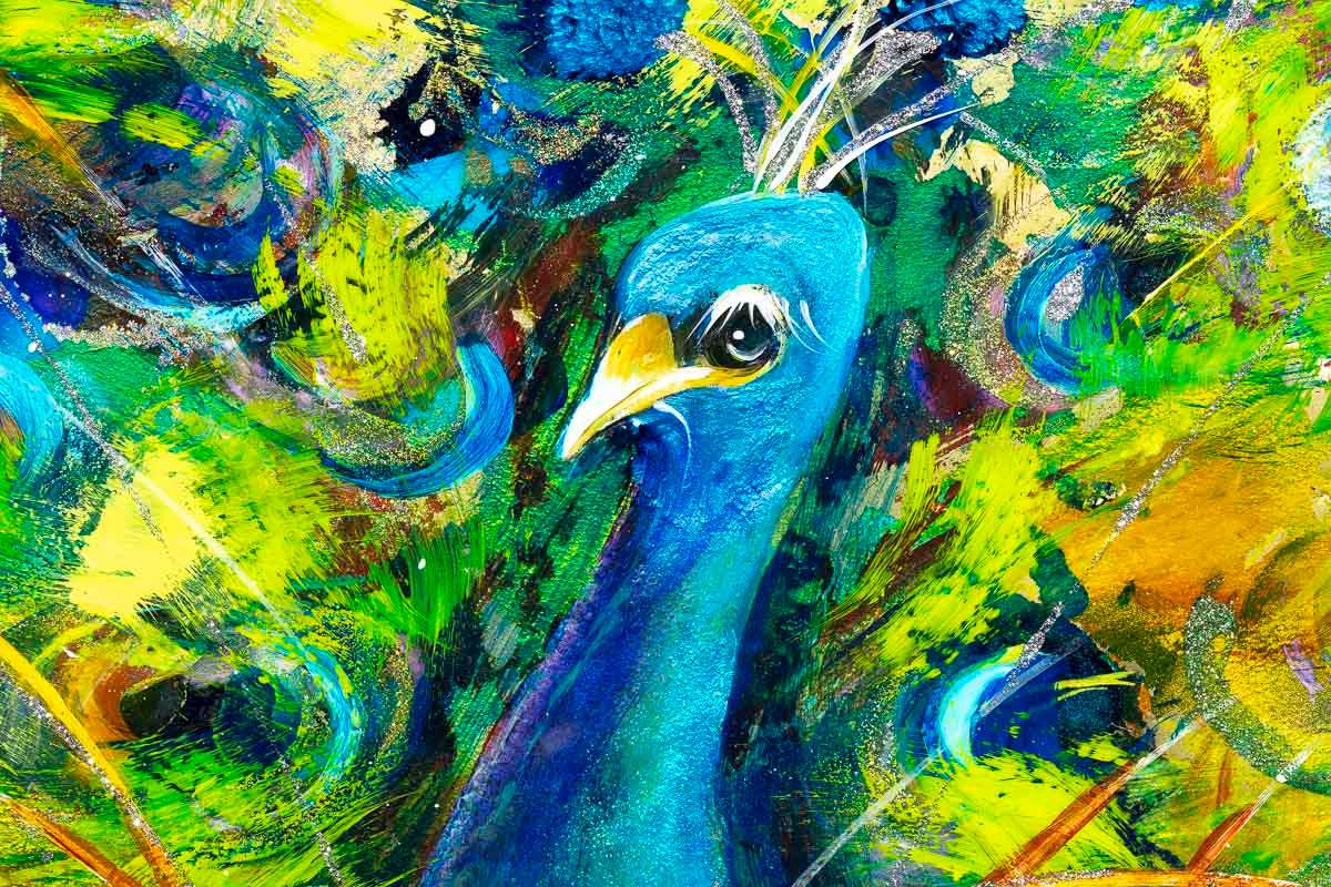 Peacock Pride - Original - SOLD by artist Rozanne Bell - Wyecliffe Galleries