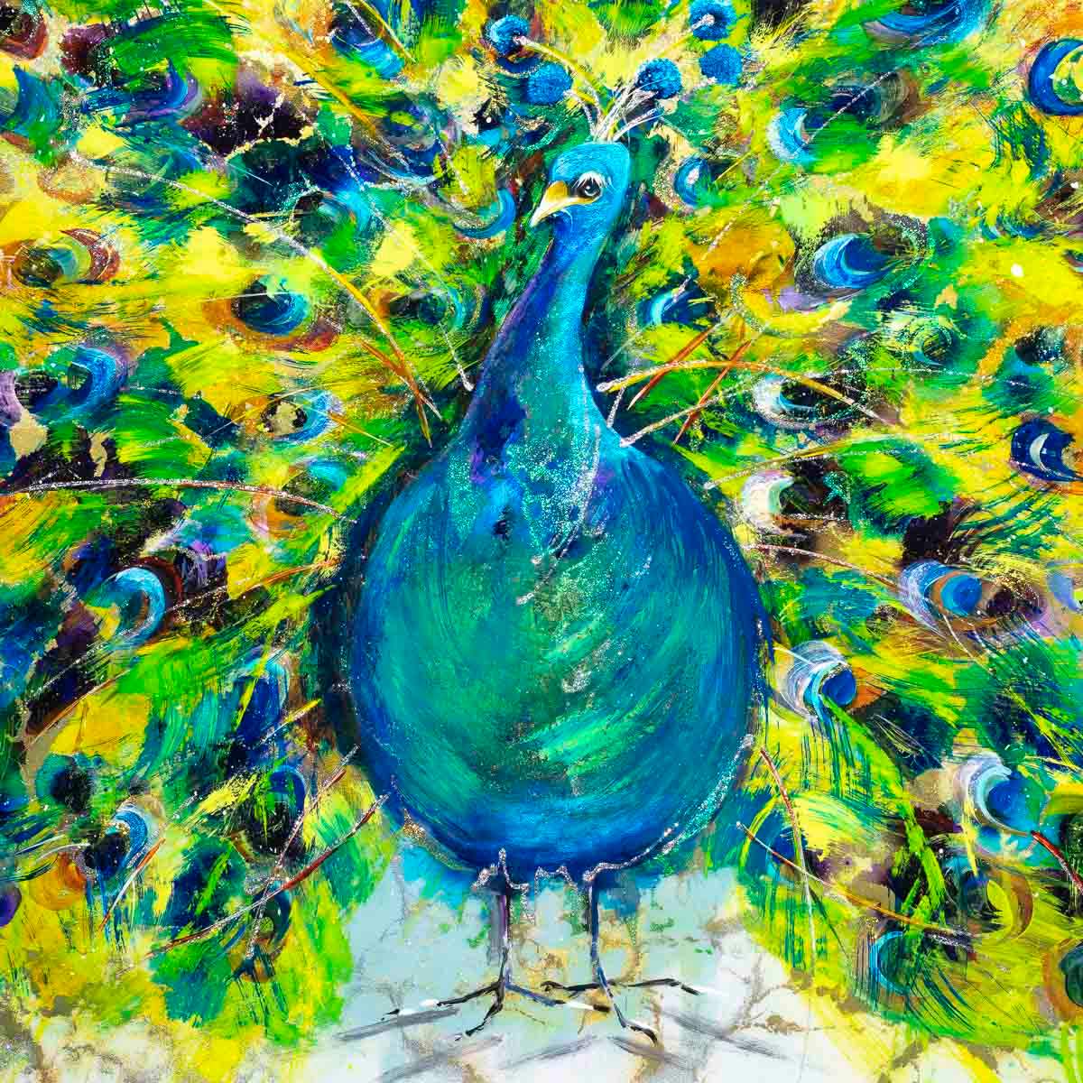 Peacock Pride - Original - SOLD by artist Rozanne Bell - Wyecliffe Galleries