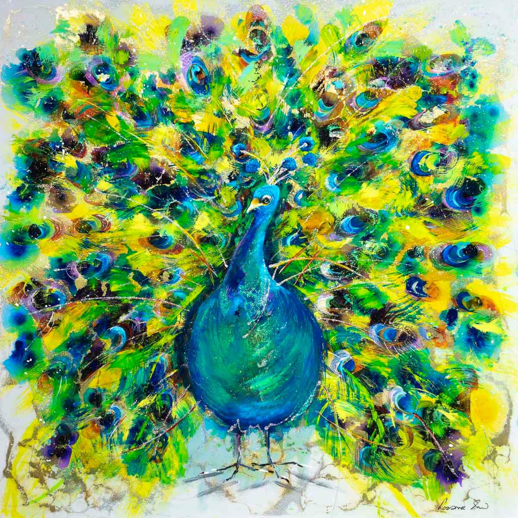 Peacock Pride - Original - SOLD by artist Rozanne Bell - Wyecliffe Galleries