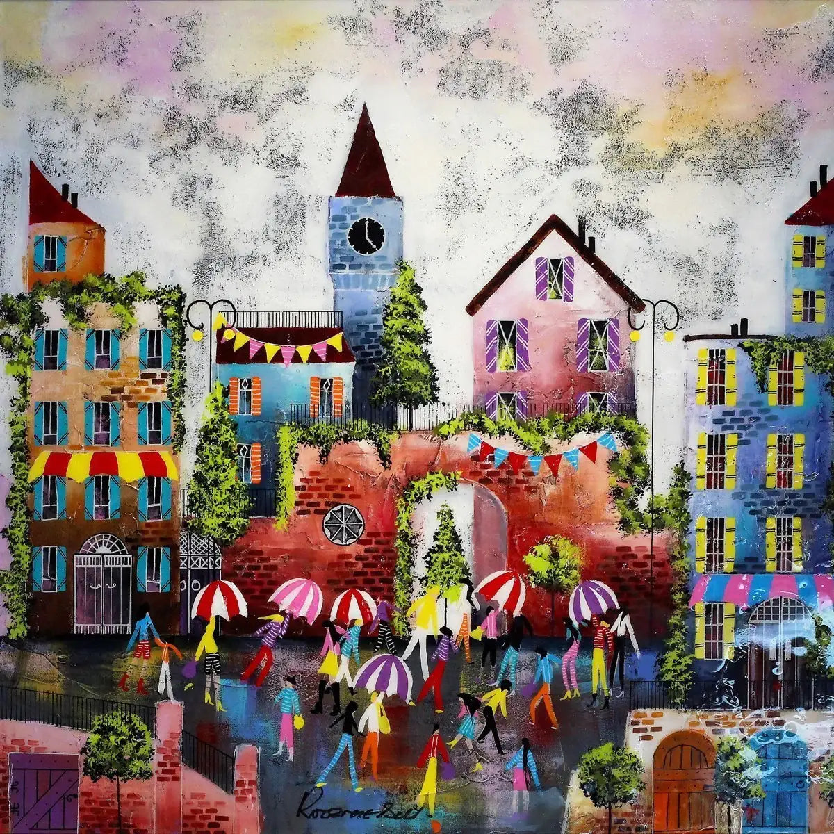 Market Square - SOLD by artist Rozanne Bell - Wyecliffe Galleries