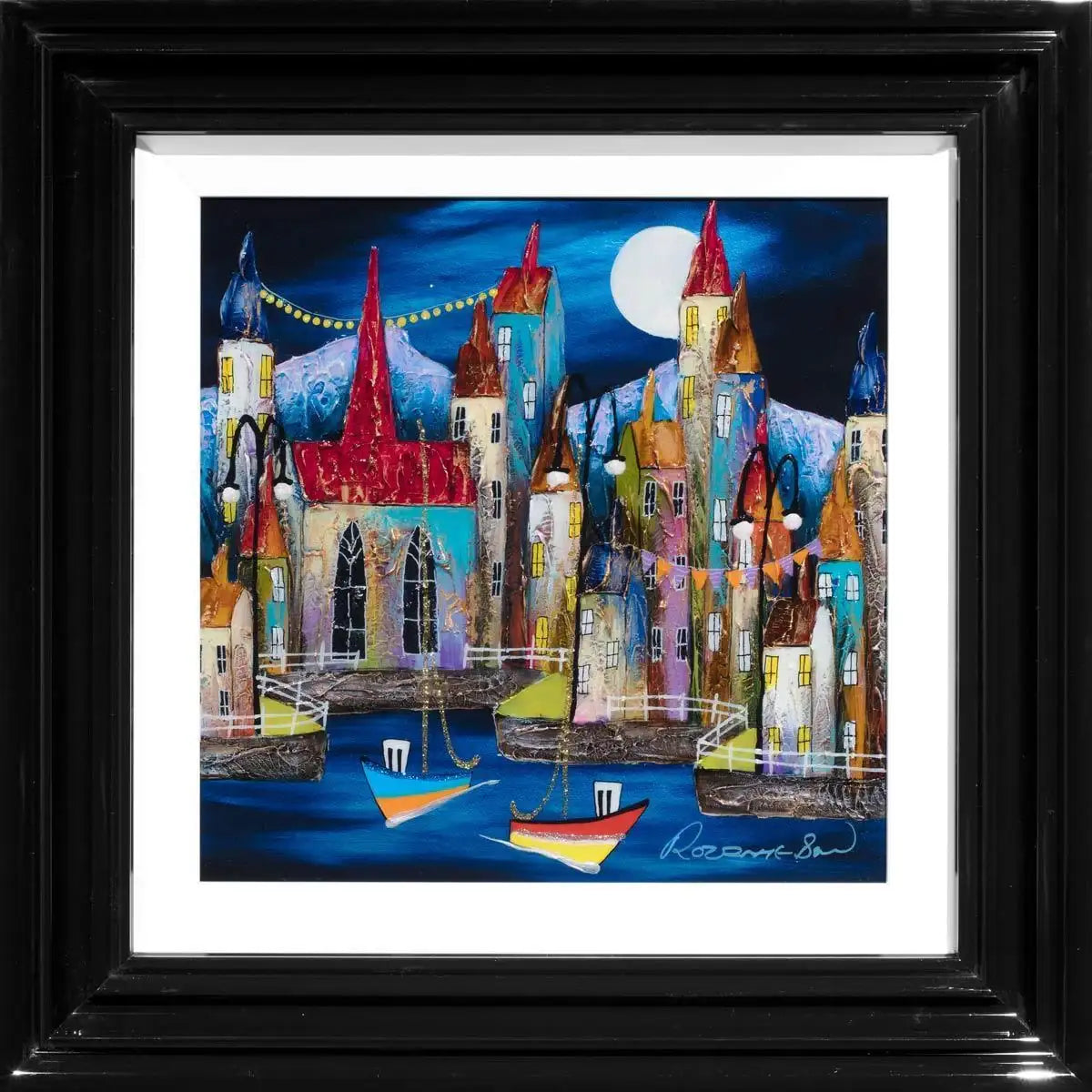 Moon Harbour - SOLD by artist Rozanne Bell - Wyecliffe Galleries