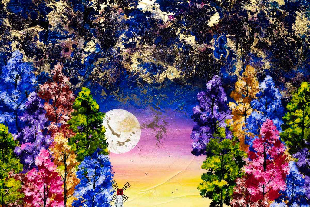 Moonbeam Village - Original - SOLD by artist Rozanne Bell - Wyecliffe Galleries