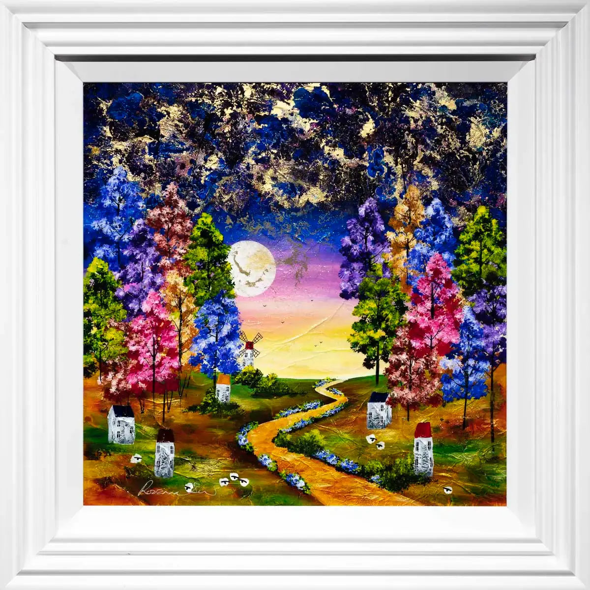 Moonbeam Village - Original - SOLD by artist Rozanne Bell - Wyecliffe Galleries