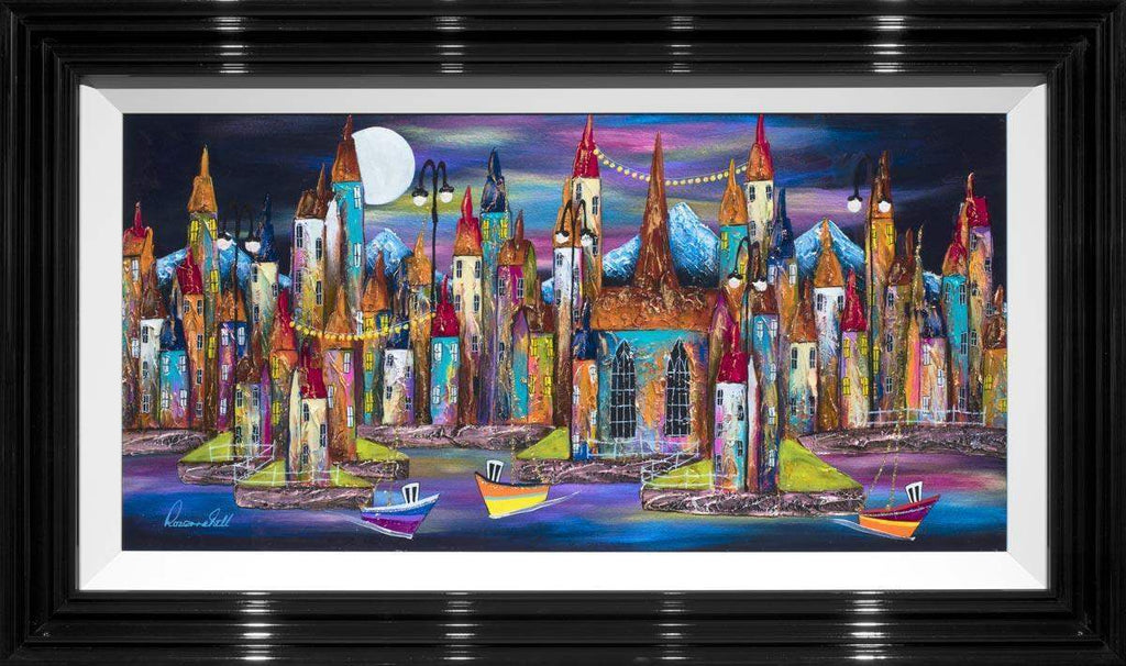 Moonlit Bay I - SOLD by artist Rozanne Bell - Wyecliffe Galleries