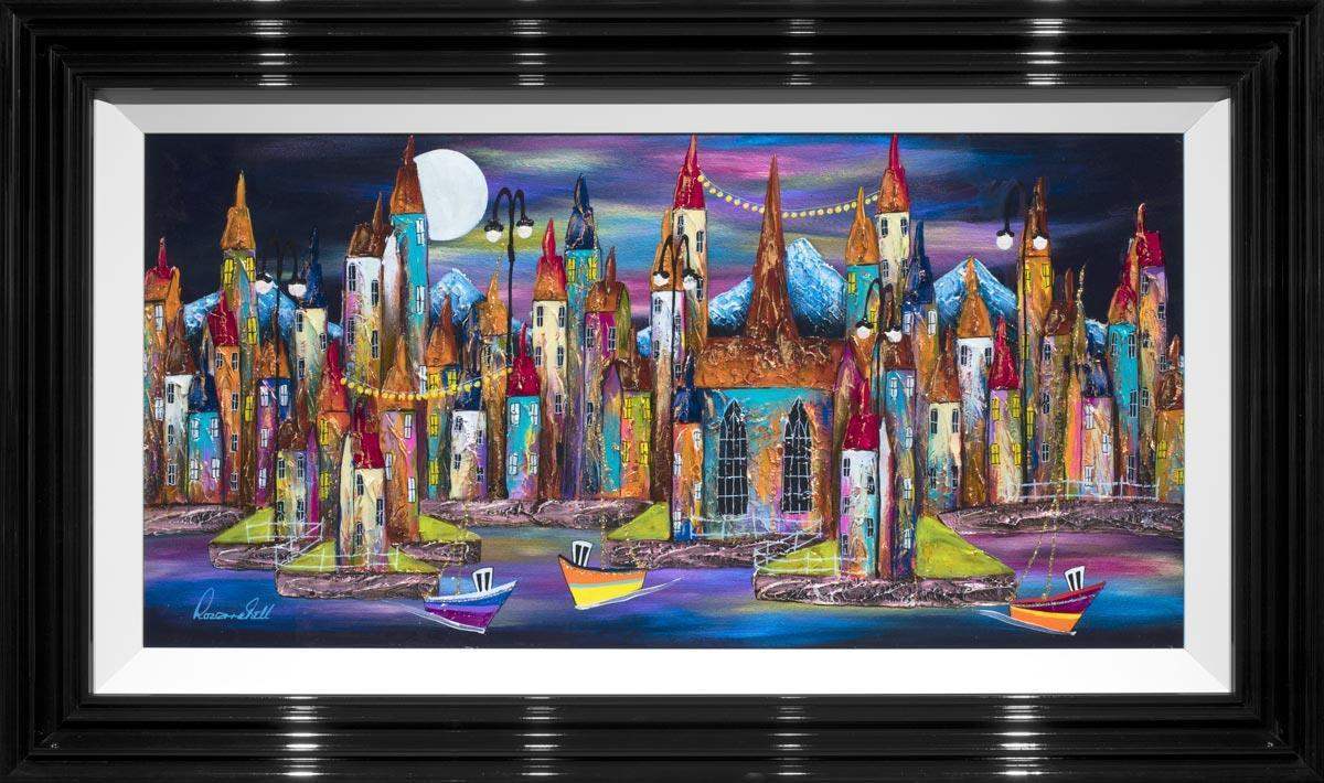 Moonlit Bay I - SOLD by artist Rozanne Bell - Wyecliffe Galleries