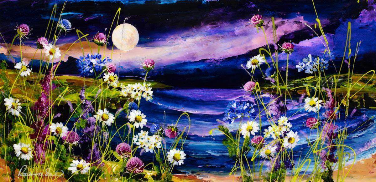 Moonlit Blooms - Original - SOLD by artist Rozanne Bell - Wyecliffe Galleries
