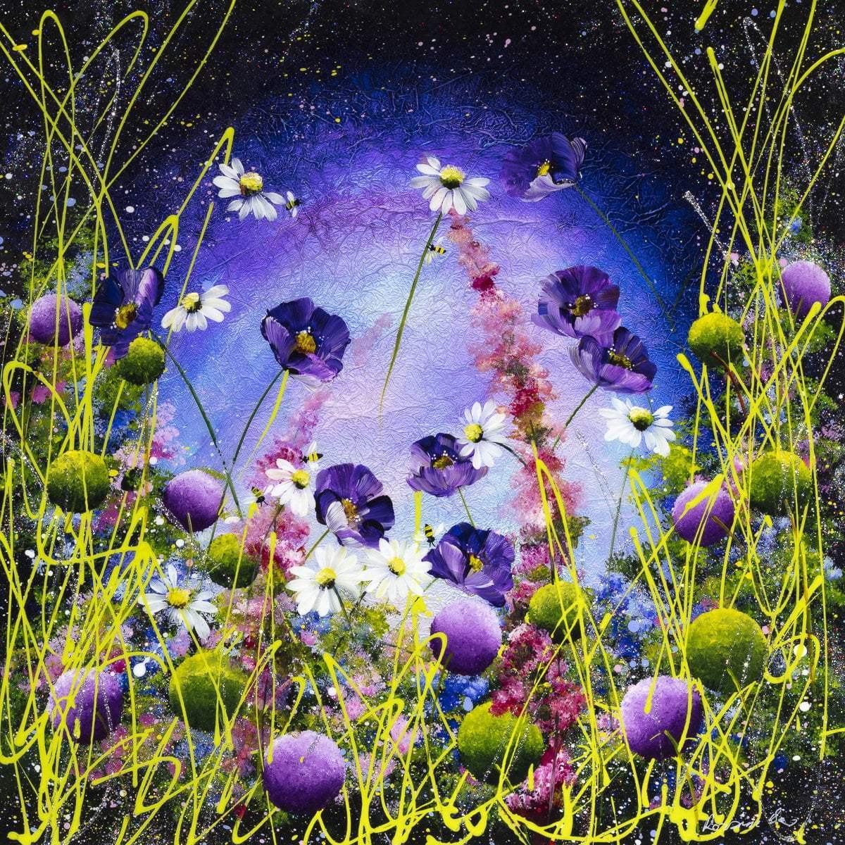 Moonlit Meadow - Original - SOLD by artist Rozanne Bell - Wyecliffe Galleries