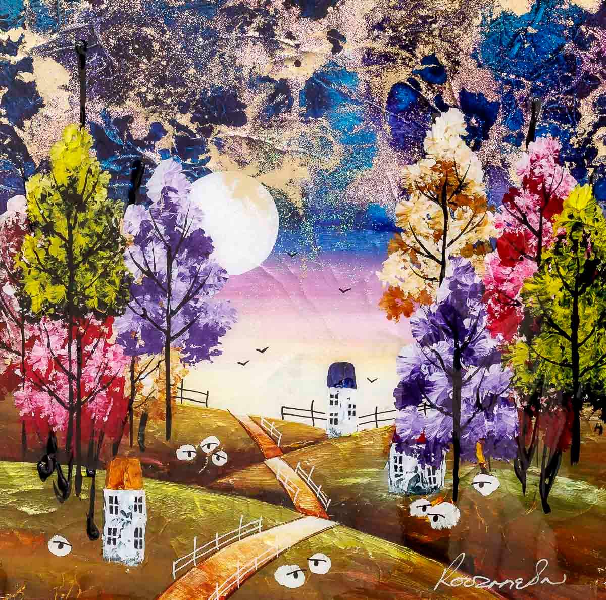 Moonlit Paths - Original SOLD by artist Rozanne Bell - Wyecliffe Galleries