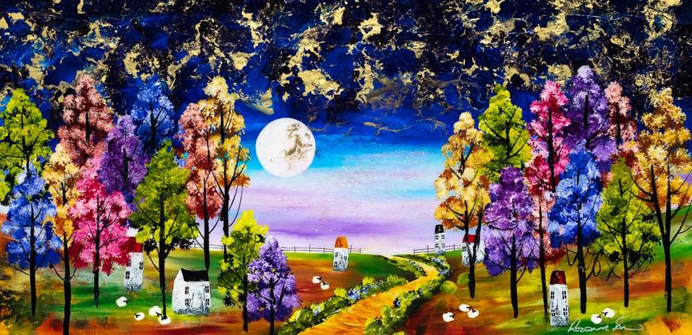 Moonlit Pathway - Original - SOLD by artist Rozanne Bell - Wyecliffe Galleries