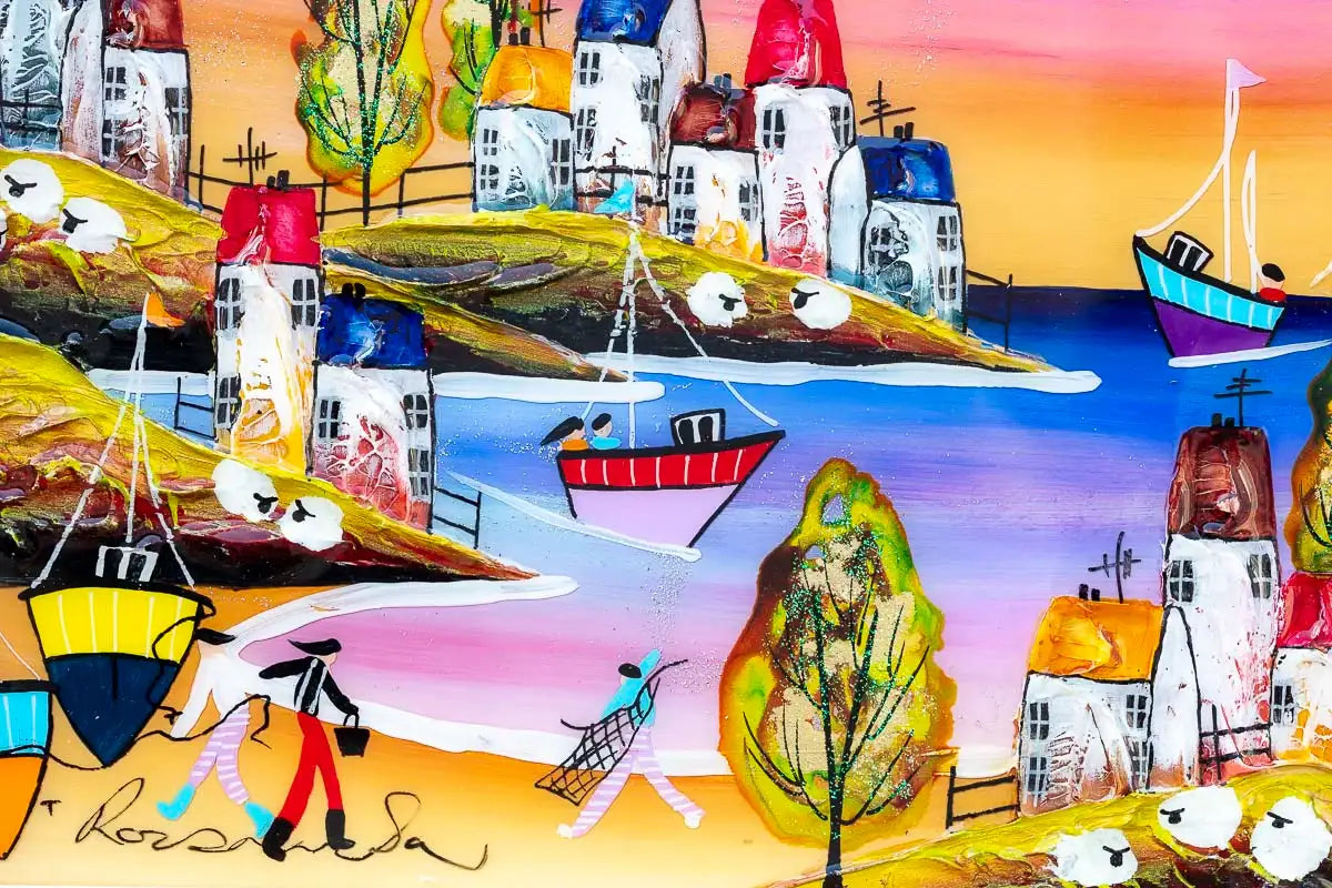 Moonlit Port - Original - SOLD by artist Rozanne Bell - Wyecliffe Galleries