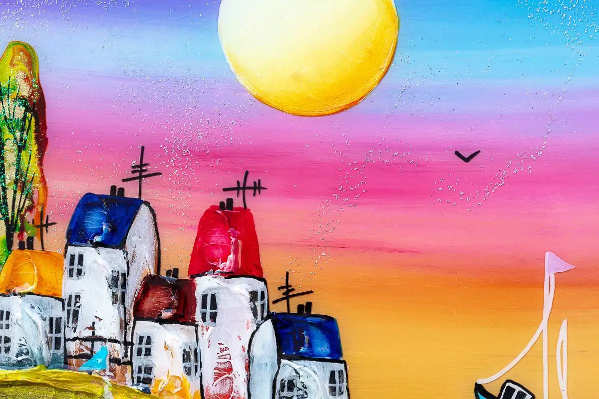 Moonlit Port - Original - SOLD by artist Rozanne Bell - Wyecliffe Galleries