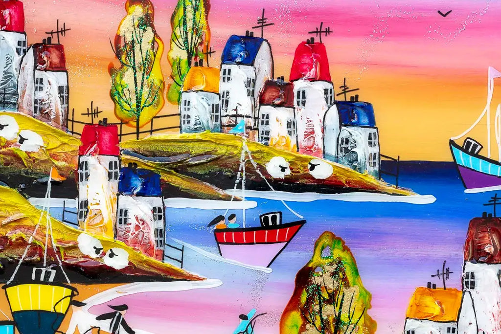 Moonlit Port - Original - SOLD by artist Rozanne Bell - Wyecliffe Galleries