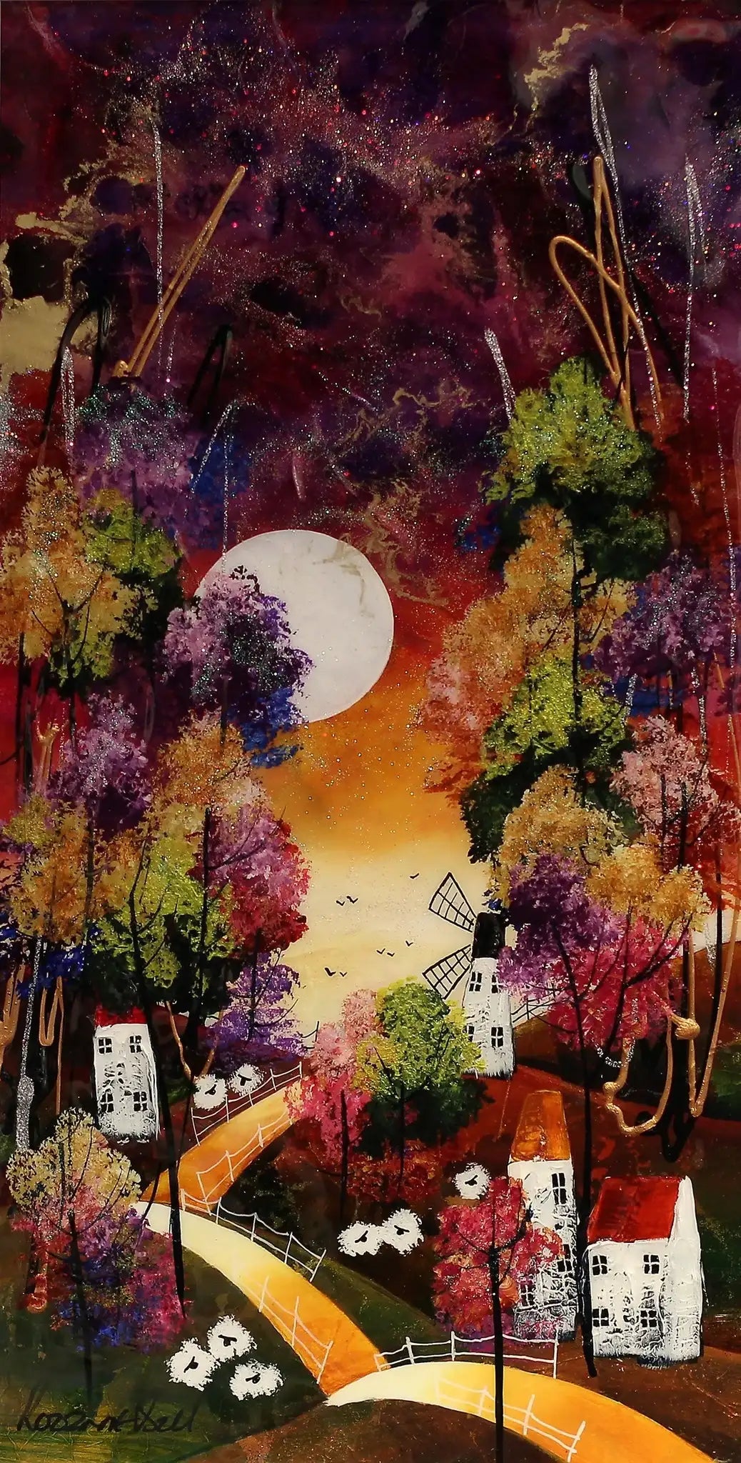 Moonlit Sky - Original - SOLD by artist Rozanne Bell - Wyecliffe Galleries