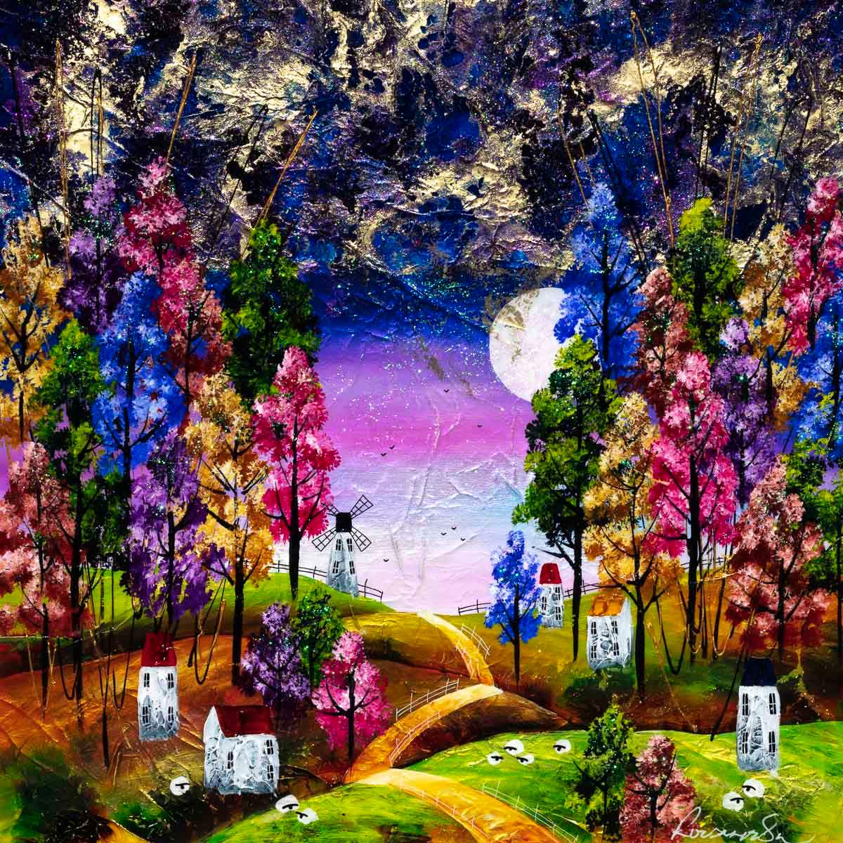 Moonlit Stroll - Original - SOLD by artist Rozanne Bell - Wyecliffe Galleries