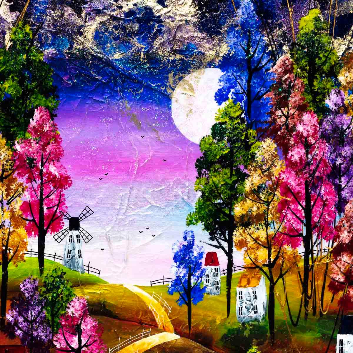 Moonlit Stroll - Original - SOLD by artist Rozanne Bell - Wyecliffe Galleries