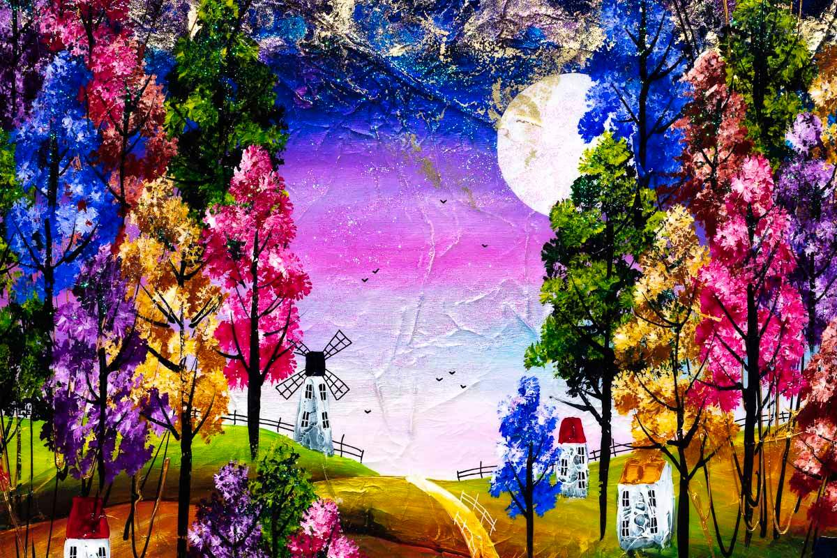 Moonlit Stroll - Original - SOLD by artist Rozanne Bell - Wyecliffe Galleries