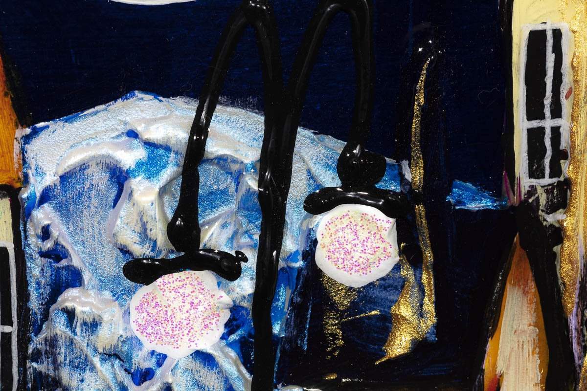 Moonlit Town - Original - SOLD by artist Rozanne Bell - Wyecliffe Galleries