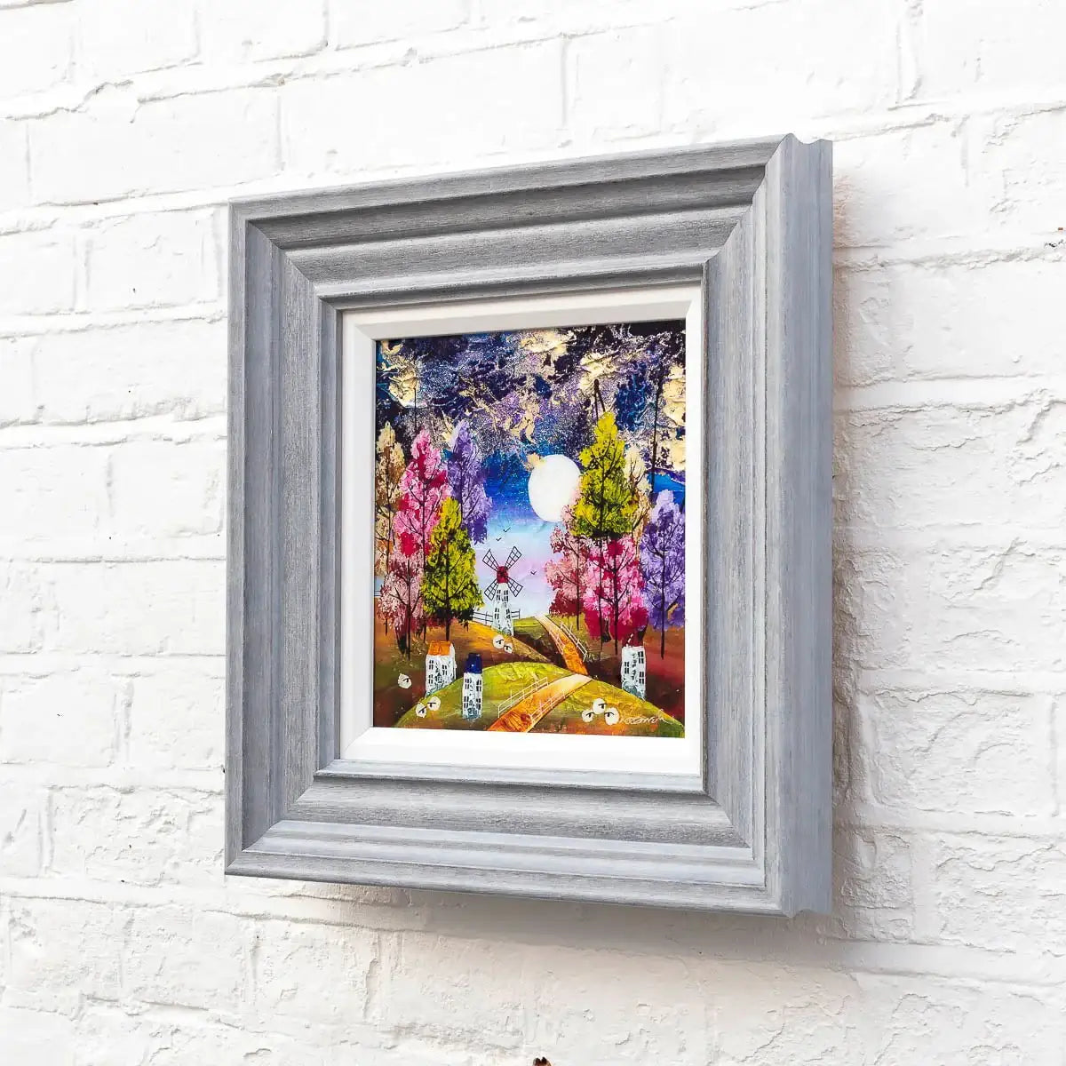 Moonlit Windmill - Original - SOLD by artist Rozanne Bell - Wyecliffe Galleries