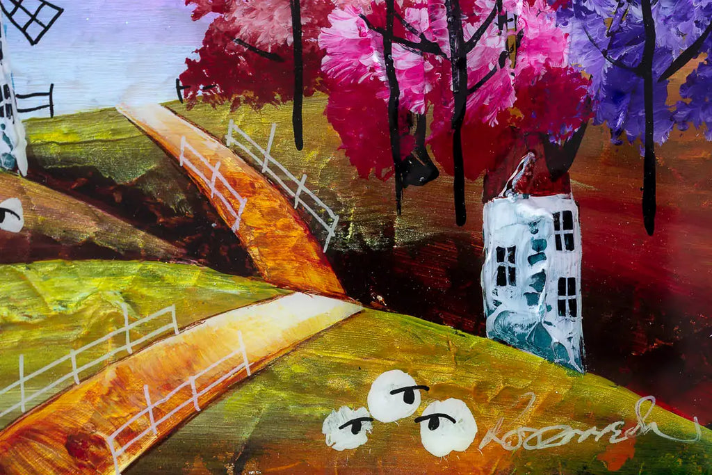 Moonlit Windmill - Original - SOLD by artist Rozanne Bell - Wyecliffe Galleries