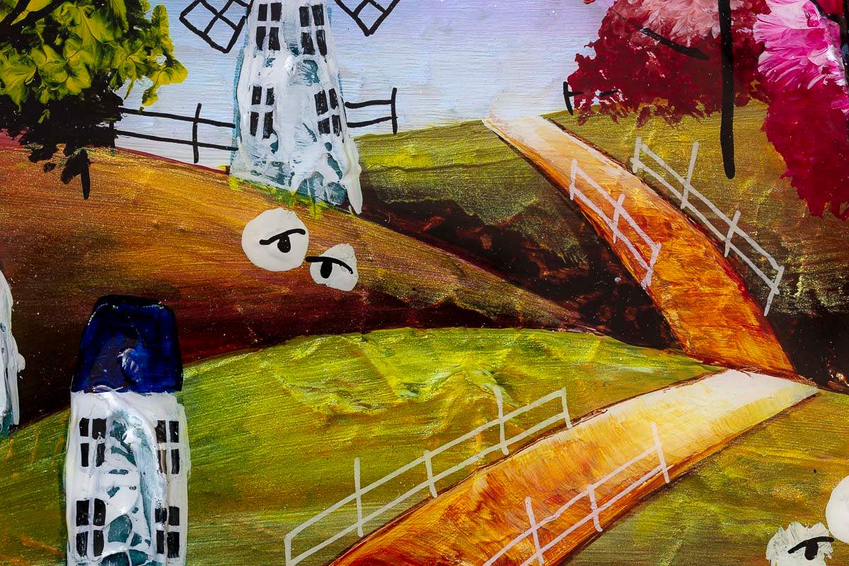 Moonlit Windmill - Original - SOLD by artist Rozanne Bell - Wyecliffe Galleries