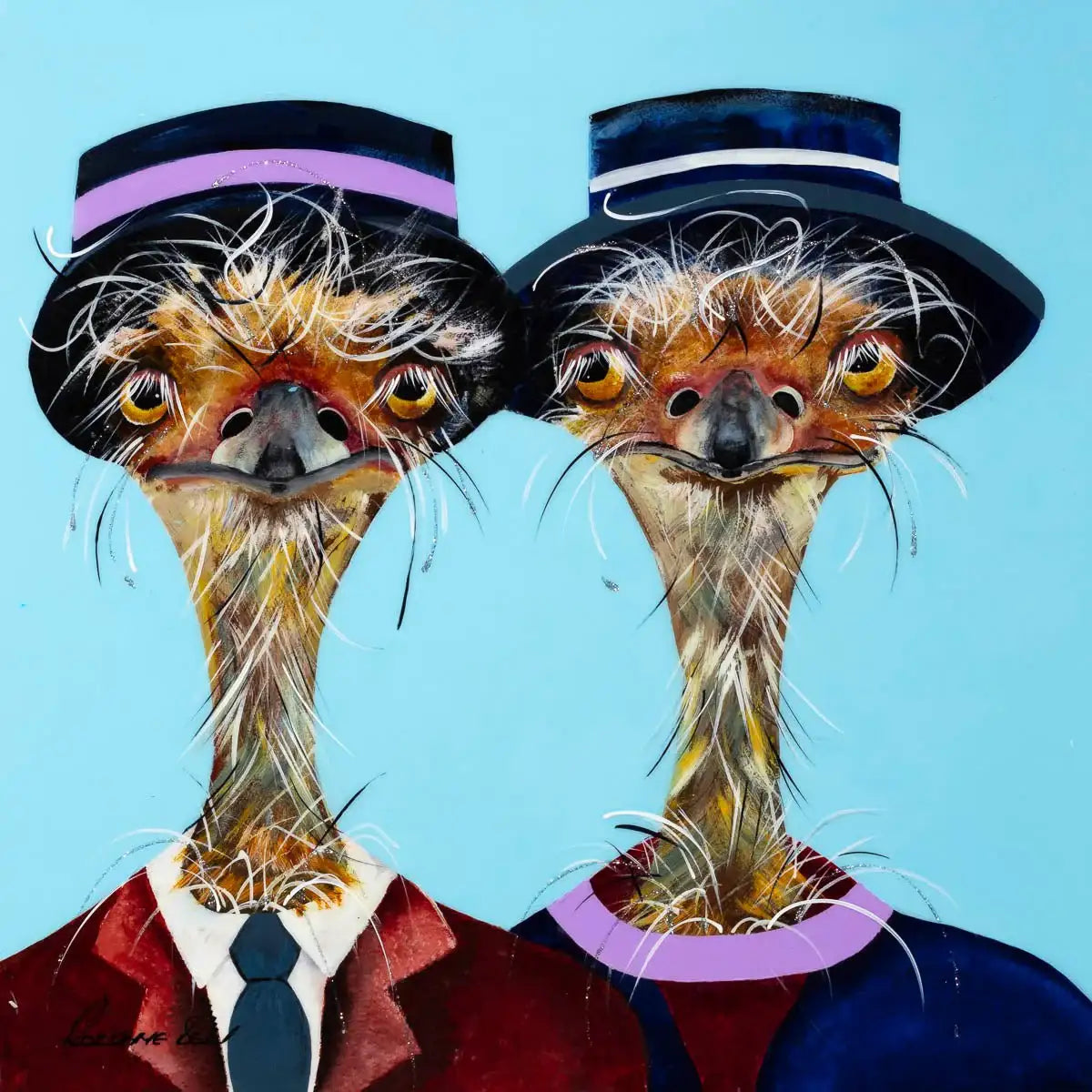 Mr and Mrs Beak - Original - SOLD by artist Rozanne Bell - Wyecliffe Galleries