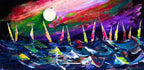 Neon Sails - Original - SOLD by artist Rozanne Bell - Wyecliffe Galleries