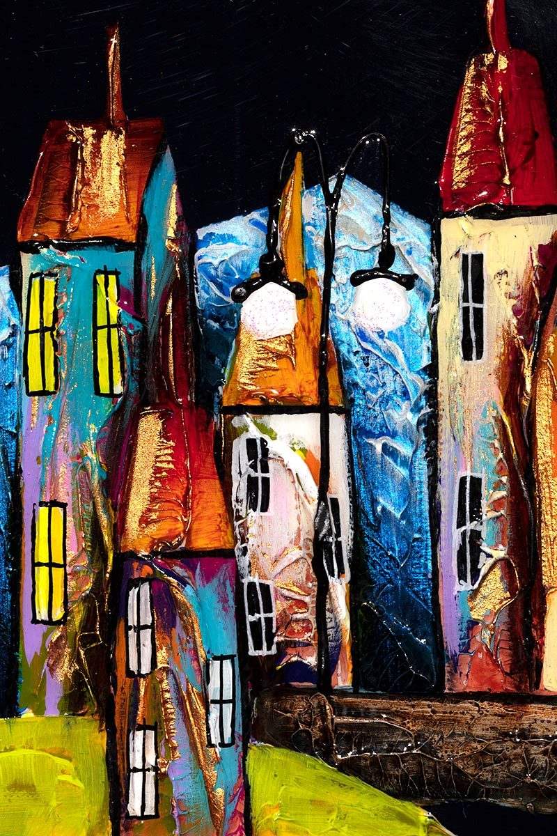 Night Harbour - Original - SOLD by artist Rozanne Bell - Wyecliffe Galleries