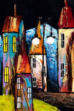 Night Harbour - Original - SOLD by artist Rozanne Bell - Wyecliffe Galleries