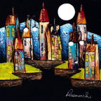 Night Harbour - Original - SOLD by artist Rozanne Bell - Wyecliffe Galleries