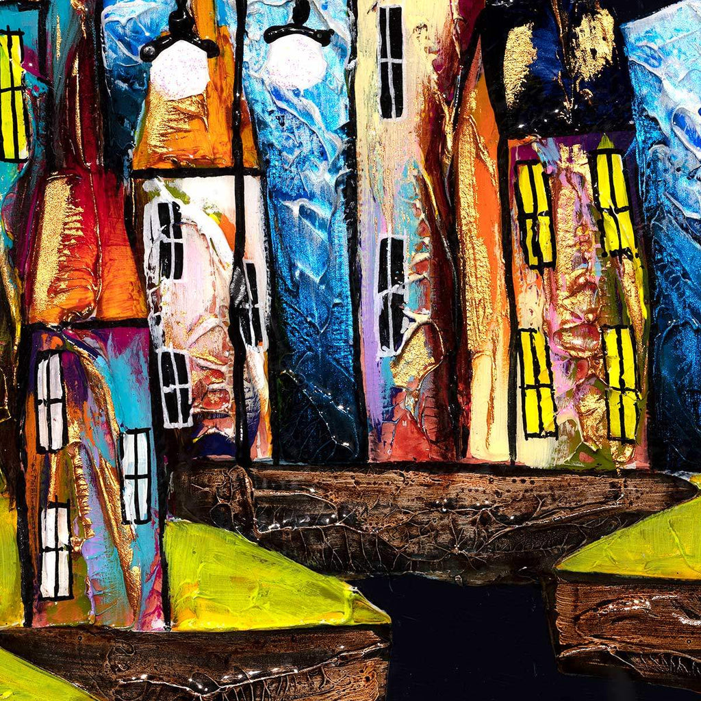 Night Harbour - Original - SOLD by artist Rozanne Bell - Wyecliffe Galleries