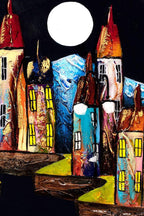 Night Harbour - Original - SOLD by artist Rozanne Bell - Wyecliffe Galleries