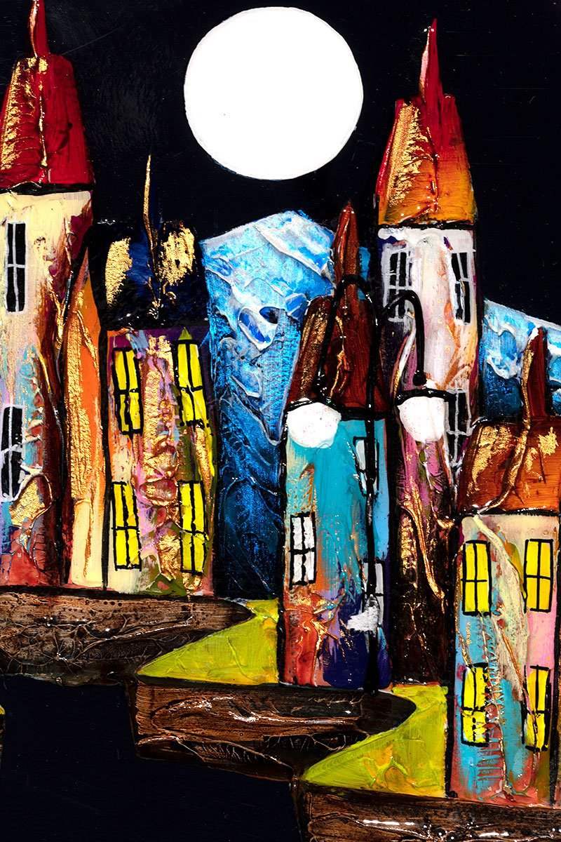 Night Harbour - Original - SOLD by artist Rozanne Bell - Wyecliffe Galleries