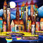 Night Lights - Original - SOLD by artist Rozanne Bell - Wyecliffe Galleries