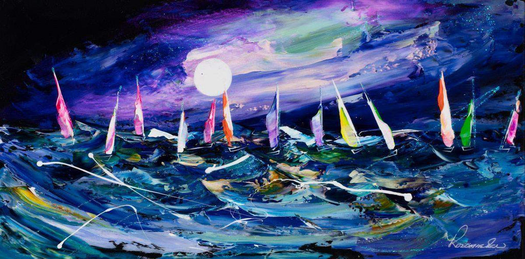 Night Sailing - Original - SOLD by artist Rozanne Bell - Wyecliffe Galleries