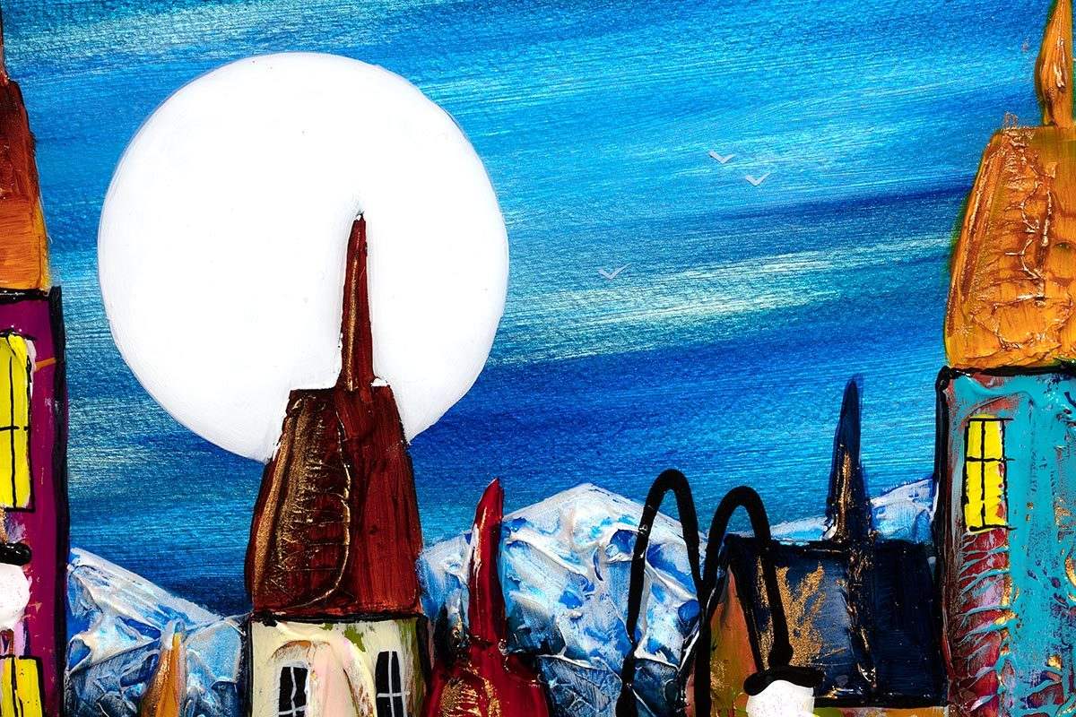 Nighttime Boating - Original - SOLD by artist Rozanne Bell - Wyecliffe Galleries