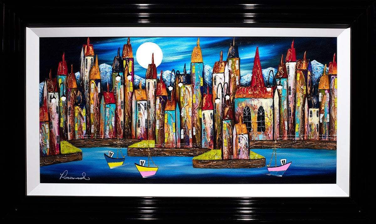 Nighttime Boating - Original - SOLD by artist Rozanne Bell - Wyecliffe Galleries
