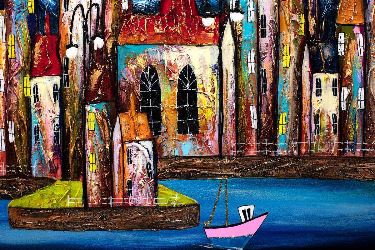 Nighttime Boating - Original - SOLD by artist Rozanne Bell - Wyecliffe Galleries