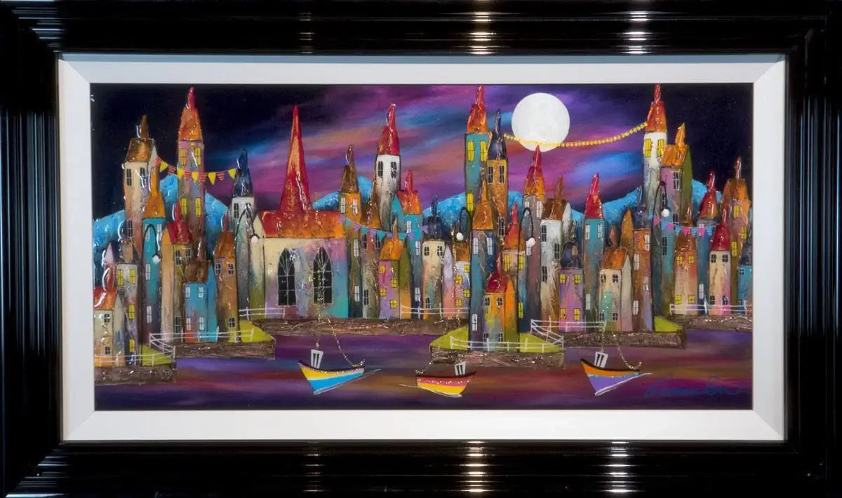 Nighttime Boating - Original - SOLD by artist Rozanne Bell - Wyecliffe Galleries