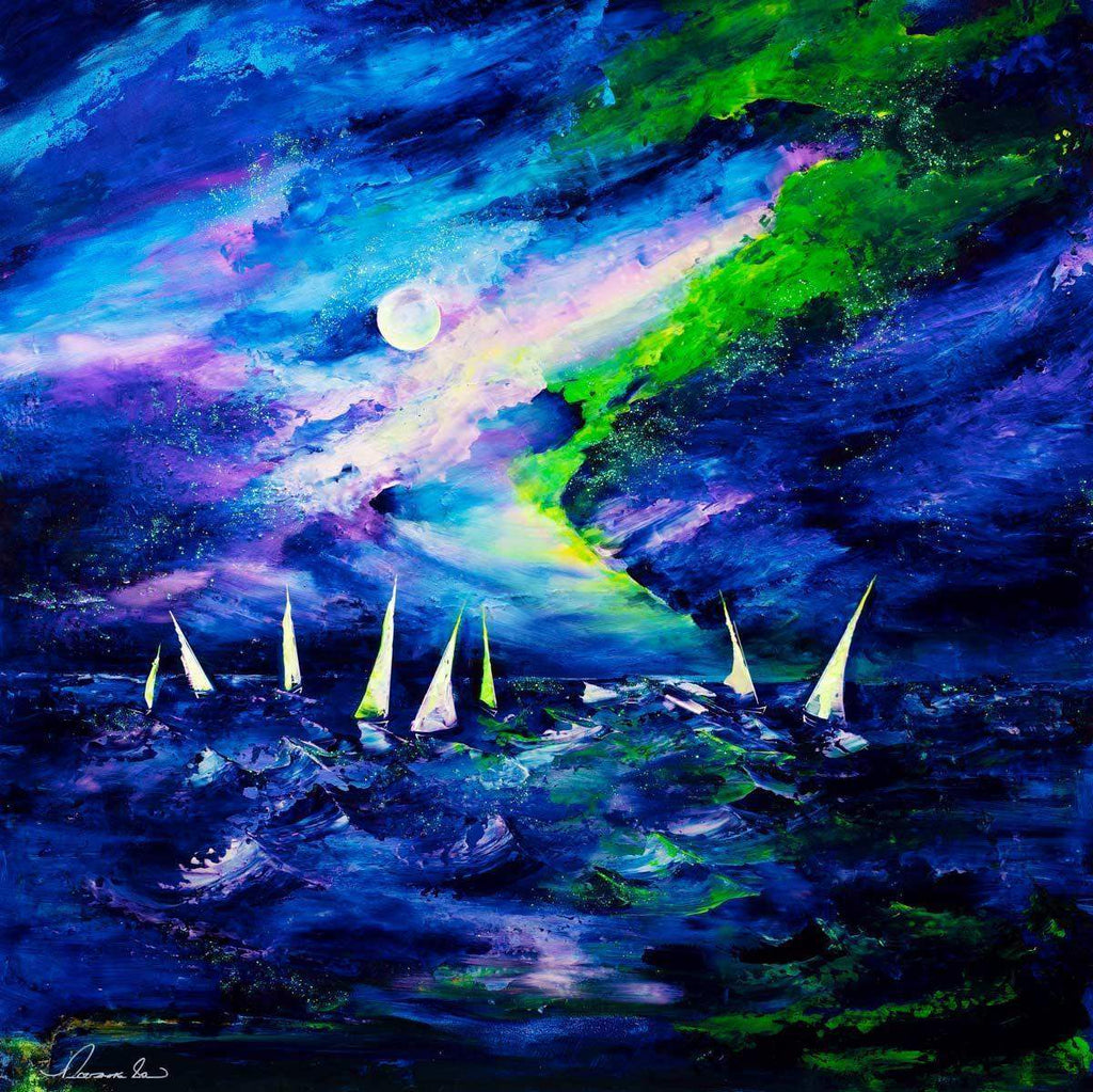 Northern Lights - Original - SOLD by artist Rozanne Bell - Wyecliffe Galleries