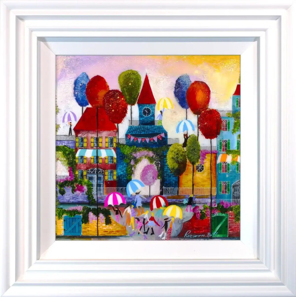 Parasol People - SOLD by artist Rozanne Bell - Wyecliffe Galleries