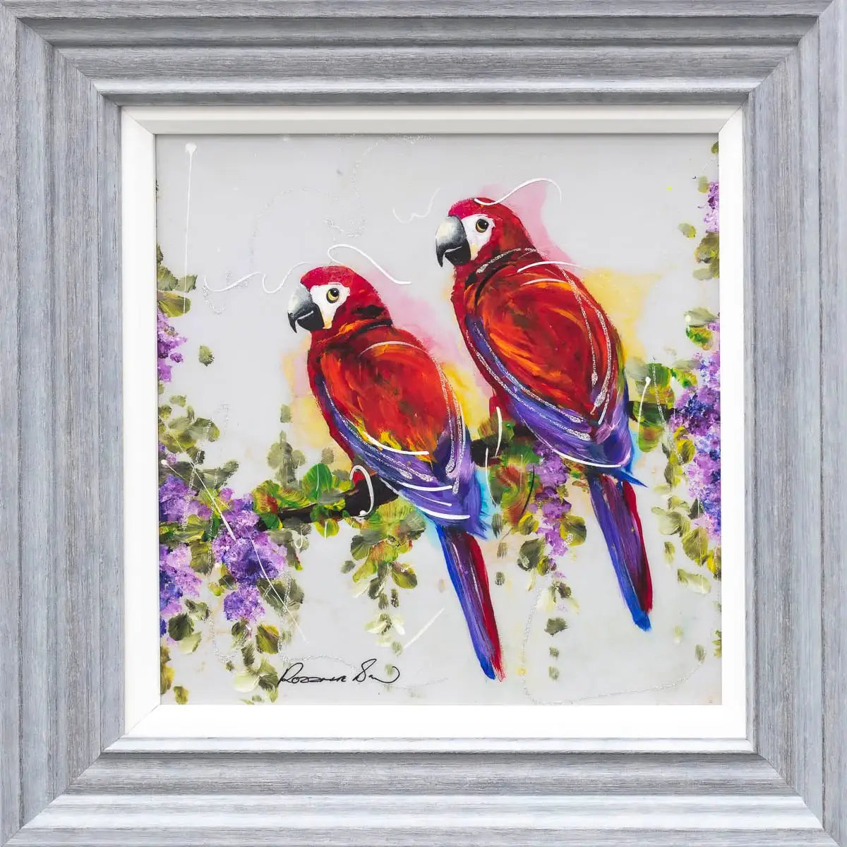 Parrot Play - Original by artist Rozanne Bell - Wyecliffe Galleries