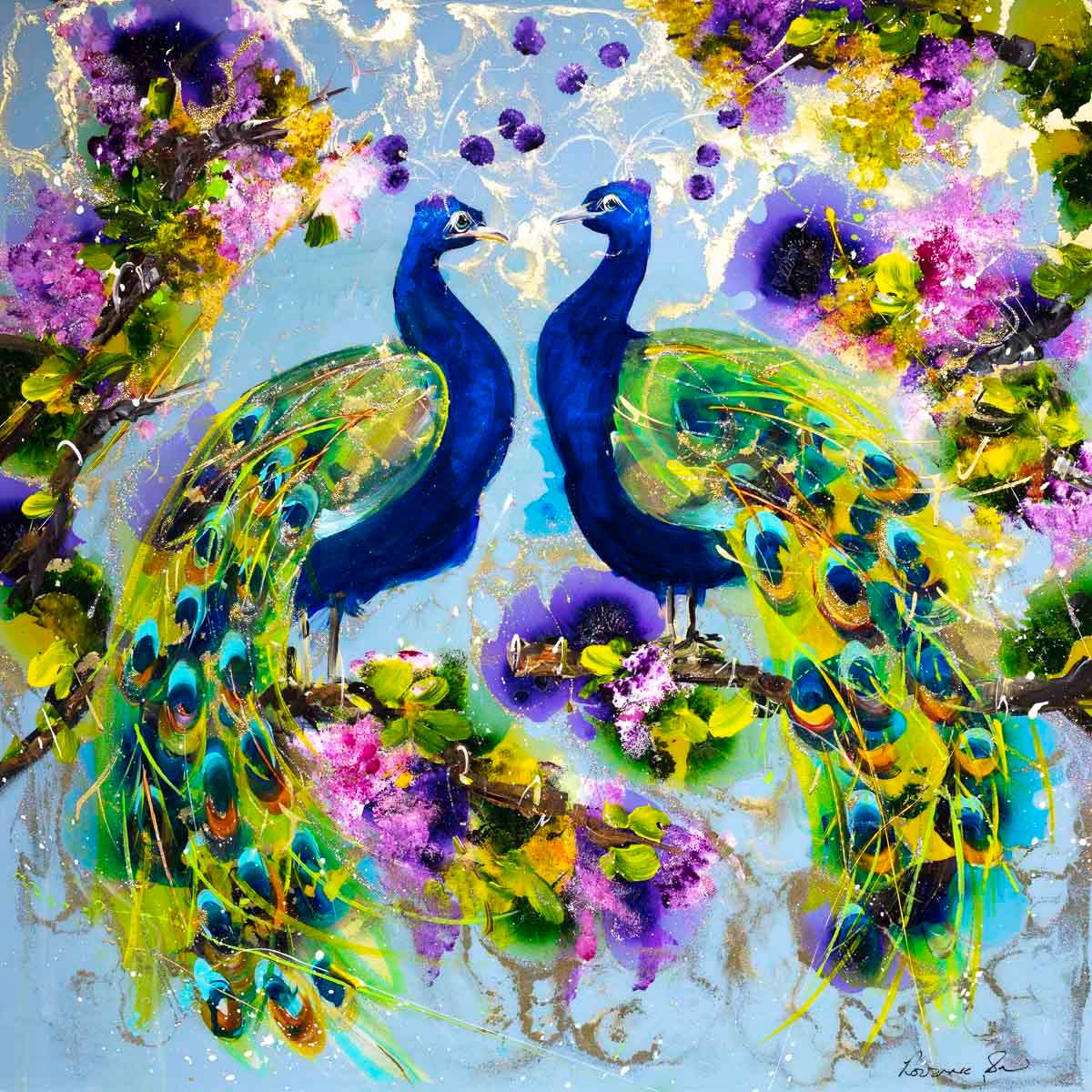 Peacock Paradise - Original - SOLD by artist Rozanne Bell - Wyecliffe Galleries