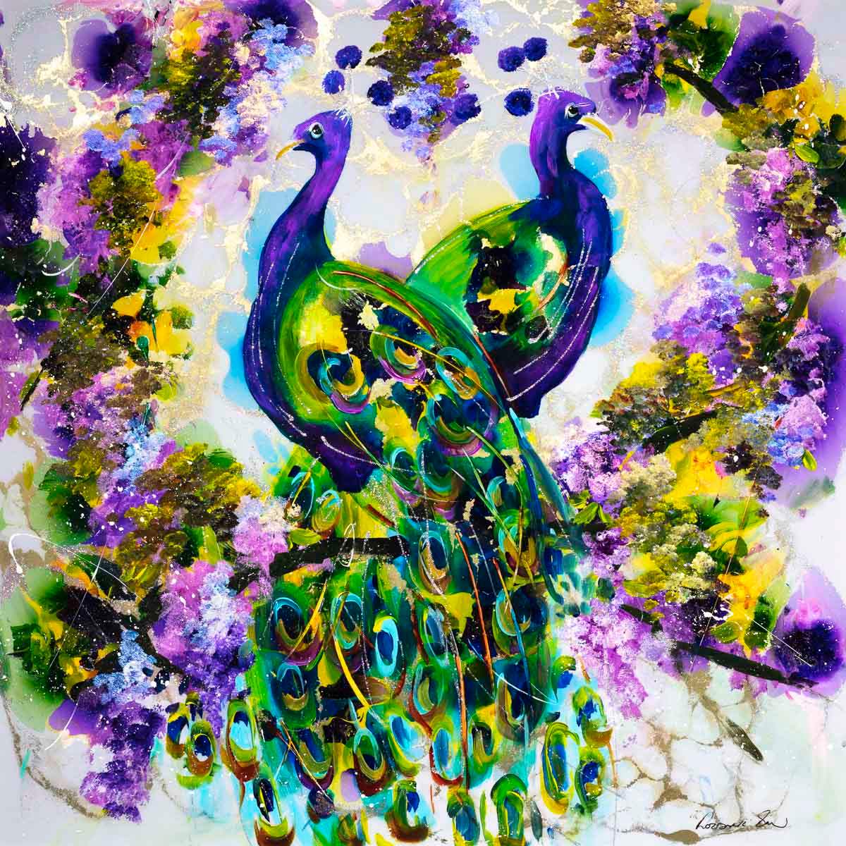 Peacock Fantasy - Original - SOLD by artist Rozanne Bell - Wyecliffe Galleries