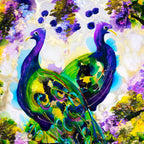 Peacock Fantasy - Original - SOLD by artist Rozanne Bell - Wyecliffe Galleries