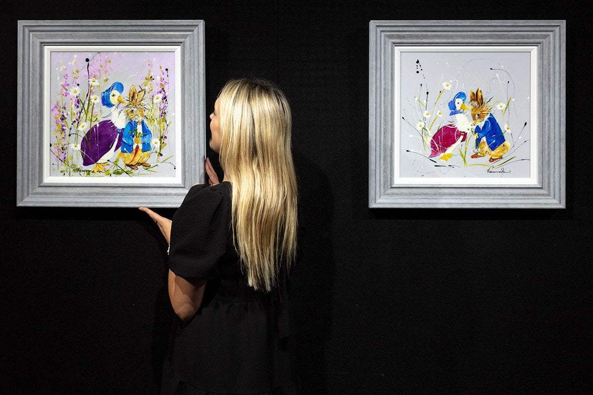 Peter Rabbit & Jemima I - Original - SOLD by artist Rozanne Bell - Wyecliffe Galleries