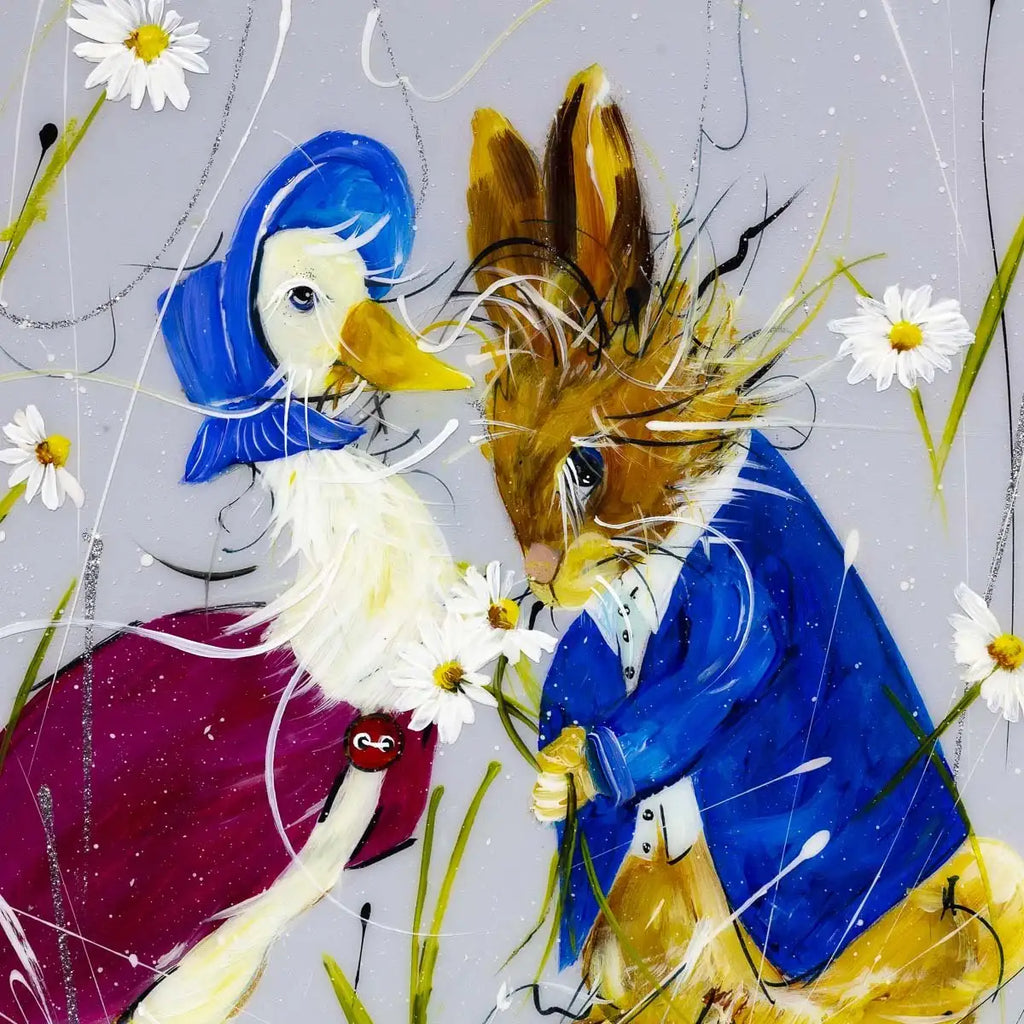 Peter Rabbit & Jemima I - Original - SOLD by artist Rozanne Bell - Wyecliffe Galleries